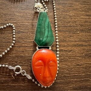 Green and Orange Pendant Necklace